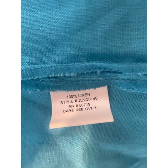 Choices Women Size Large 100% Linen Sleeveless Midi Dress Teal Blue - Picture 4 of 4